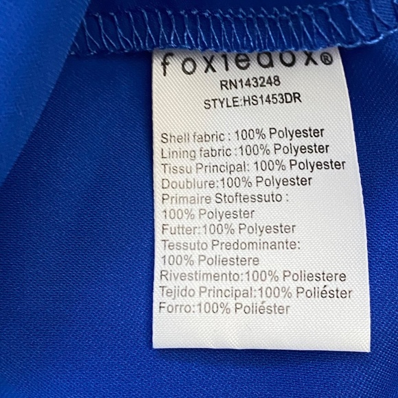 NWT Foxiedox Pleated Front Slit Floral Strap Sapphire Blue Midi Dress Size L - Picture 6 of 16